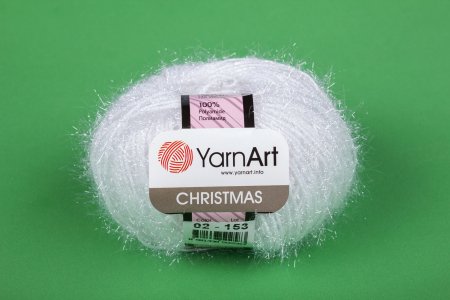 Пряжа Yarnart Christmas белый (02), 100%полиамид, 142м, 50г
