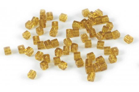 Бусина стеклянная ZLATKA Куб, желтый (014), 6мм