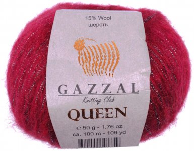 Пряжа Gazzal Queen вишневый (7219), 15%шерсть/35%полиэстер/15%металлик/35%акрил, 100м, 50г
