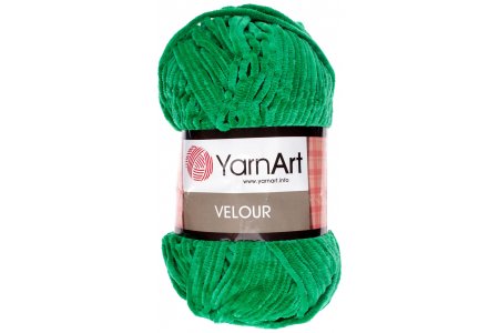 Пряжа YarnArt Velour зеленый (856), 100%микрополиэстер, 170м, 100г
