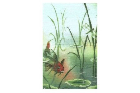 Набор для вышивания крестом Чаривна мить с нанесенным рисунком, Золотая рыбка, 18*27см