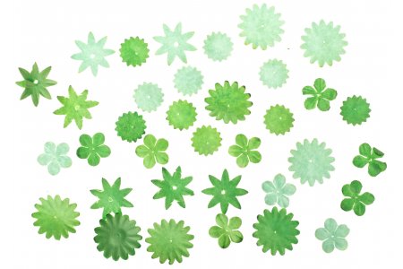 Набор бумажных цветов ассорти RAYHER, зеленый,  1,5-2,5см, 36шт