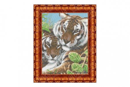 Ткань с рисунком для вышивки бисером КАРОЛИНКА Тигры, 27*36см
