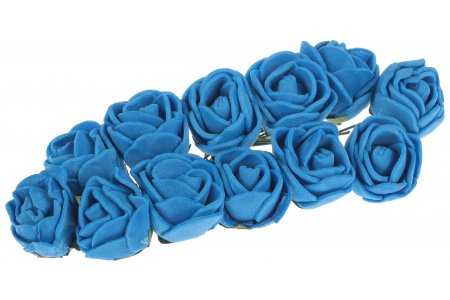 Цветы из фоамирана на проволоке Роза, синий, 2,5см, 12шт