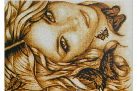 Мозаичная картина стразами АЛМАЗНАЯ ЖИВОПИСЬ Девушка с бабочками,  56*40см