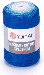 Пряжа YarnArt Macrame cotton spectrum тёмная бирюза-сетлая бирюза-белый (1312), 85%хлопок/15%полиэстер, 225м, 250г
