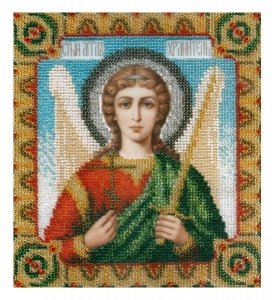 Набор для вышивания бисером ЧАРИВНА МИТЬ Икона Ангела Хранителя, с нанесенным рисунком, 17,5*19,1см