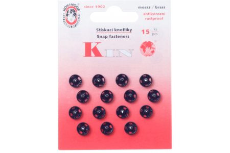 Кнопки пришивные металлические KOH-I-NOOR, черный, 8мм, 15шт