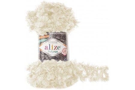 Пряжа Alize Puffy Fur молочный (6113), 100%микрополиэстер, 6м, 100г
