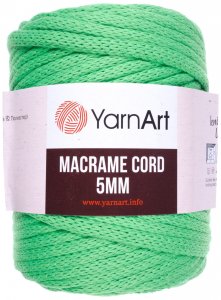 Пряжа YarnArt Macrame cord 5mm яркий зеленый (802), 60%хлопок/40%полиэстер/вискоза, 85м, 500г
