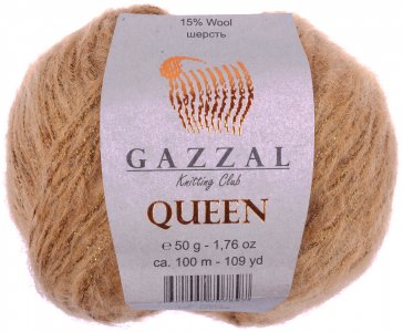 Пряжа Gazzal Queen бежевый (7223), 15%шерсть/35%полиэстер/15%металлик/35%акрил, 100м, 50г