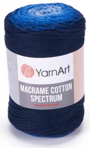 Пряжа YarnArt Macrame cotton spectrum тёмно синий-василек-светло-голубой (1324), 85%хлопок/15%полиэстер, 225м, 250г