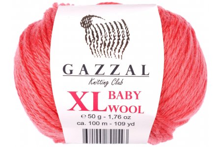 Пряжа Gazzal Baby Wool XL коралловый (819), 40%шерсть мериноса/20%кашемирПА/40%акрил, 100м, 50г