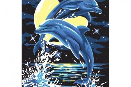 РАСПРОДАЖА Картина по номерам без красок БЕЛОСНЕЖКА Дельфины 204-CE, 30*40см