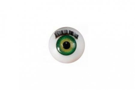 Глаза для кукол пластиковые круглые с ресничками, зеленые, 20мм, 1пара