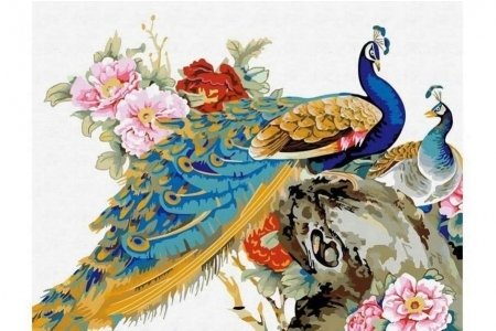 РАСПРОДАЖА Картина по номерам без красок БЕЛОСНЕЖКА Китайские павлины 110-CG, 40*50см