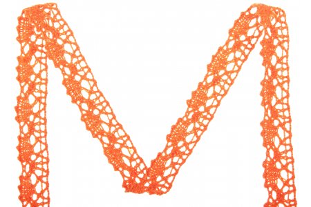 Кружево вязаное 15.01.016, оранжевый, 15мм, 1м