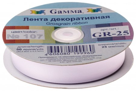 Тесьма GAMMA репсовая, светло-сиреневый (107), 25мм, 1м