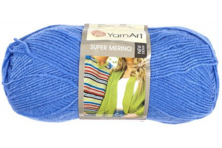Пряжа Yarnart Super Merino темно-голубой (1256), 75%акрил/25%шерсть, 300м, 100г