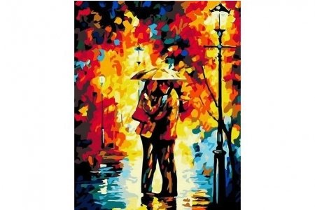 РАСПРОДАЖА Картина по номерам без красок БЕЛОСНЕЖКА Поцелуй под дождем 869-AB, 40*50см