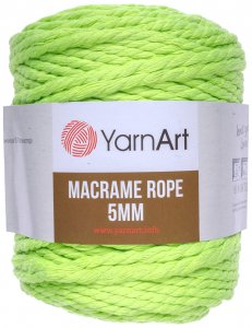 Пряжа YarnArt Macrame Rope 5mm ярко-салатовый (801), 60%хлопок/ 40%вискоза/полиэстер, 85м, 500г