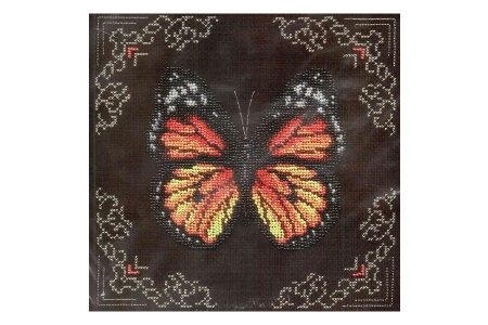 Набор для вышивания бисером КЛАРТ Рыжая бабочка, 19,5*19,5см