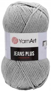 Пряжа YarnArt Jeans PLUS серый (46), 55%хлопок/45%акрил, 160м, 100г