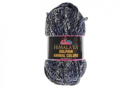 Пряжа Himalaya Dolphin animal colors серый/черный/голубой (83113), 100%полиэстер, 90м, 100г