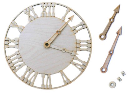 Заготовка для часов деревянная, Циферблат, римские цифры, толщина 3мм, d24.5см