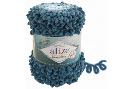 Пряжа Alize Puffy fine ombre batik джинс (7263), 100%микрополиэстер, 73м, 500г