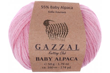 Пряжа Gazzal Baby Alpaca розовый (46007), 55%беби альпака/45%шерсть мериноса супервош, 160м, 50г