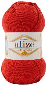 Пряжа Alize Cotton baby soft светло-красный (104), 50%хлопок/50%акрил, 270м, 100г