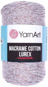 Пряжа YarnArt Macrame cotton lurex светло-серый-медный (727), 75%хлопок/13%полиэстер/12%металлик, 205м, 250г