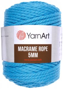 Пряжа YarnArt Macrame Rope 5mm бирюзовый (763), 60%хлопок/ 40%вискоза/полиэстер, 85м, 500г