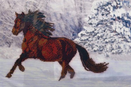 Канва с рисунком для вышивки бисером GLURIYA Зимняя прогулка, 42*27,7см