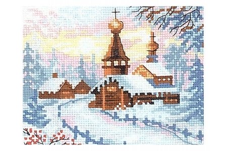 Набор для вышивания крестом Риолис Деревенский пейзаж Зима, 20*16см