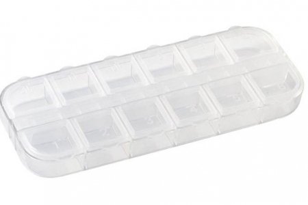 Коробка пластиковая для мелочей БЕЛОСНЕЖКА, прозрачный, 12 отделений, 13*5*1,5см