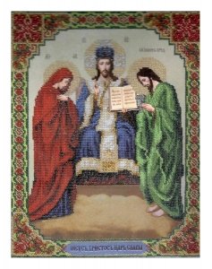 Набор для вышивания бисером ЧАРИВНА МИТЬ Икона Иисус Христос Царь Славы, с нанесенным рисунком, 27,1*34,7см
