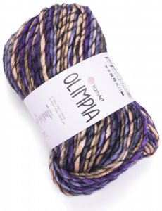 Пряжа Yarnart Olimpia карамель-серый-фиолетовый (1412), 20%шерсть/80% акрил, 100м, 100г