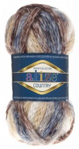Пряжа Alize Country белый-экрю-голубой-коричневый (5036), 20%шерсть/55%акрил/25%полиамид, 34м, 100г