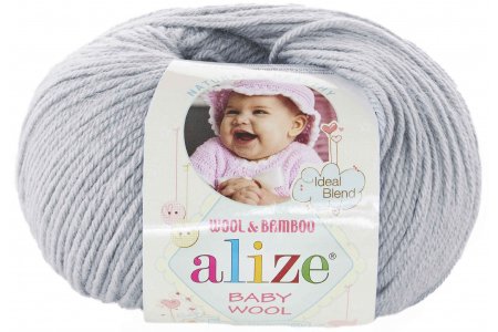 Пряжа Alize Baby Wool талая вода (52), 40%шерсть/20%бамбук/40%акрил, 175м, 50г