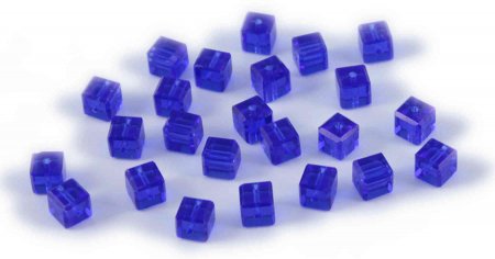 Бусина стеклянная ZLATKA Куб, синий (08), 8*8мм