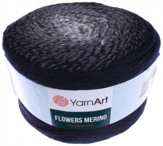 Пряжа Yarnart Flowers Merino черный-серый-белый (532), 25%шерсть/75%акрил, 590м, 225г