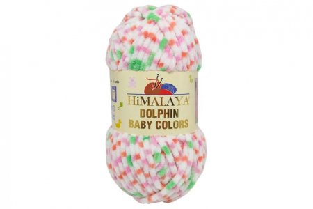 Пряжа Himalaya Dolphin baby colors белая-мятная-розовая-персиковая крапина (80404), 100%полиэстер, 120м, 100г