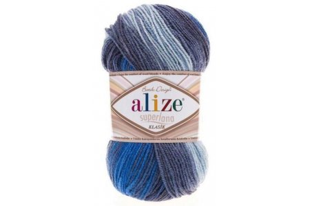Пряжа Alize Superlana klasik batik серо-синий (4761), 25%шерсть/75%акрил, 280м, 100г