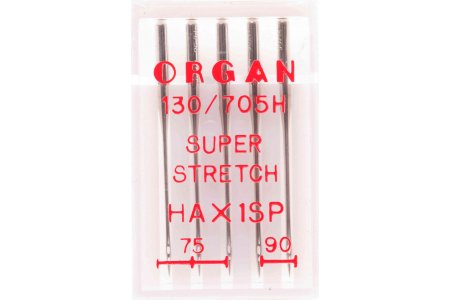 Иглы для швейных машин ORGAN Супер стрейч, №75-90, 5шт