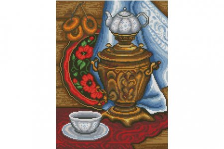 Мозаичная картина стразами АЛМАЗНАЯ ЖИВОПИСЬ Русское чаепитие, 25*25см