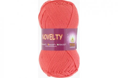 Пряжа Vita cotton Novelty красный коралл (1221), 50%хлопок/50%ProModal, 200м, 50г