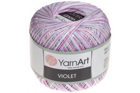 Пряжа YarnArt Violet Melange бело-розово-голубой (3053), 100%мерсеризованный хлопок, 282м, 50г