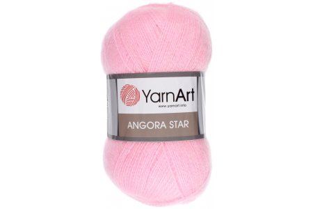 Пряжа Yarnart Angora Star нежно-розовый (217), 20%шерсть/80%акрил, 500м, 100г